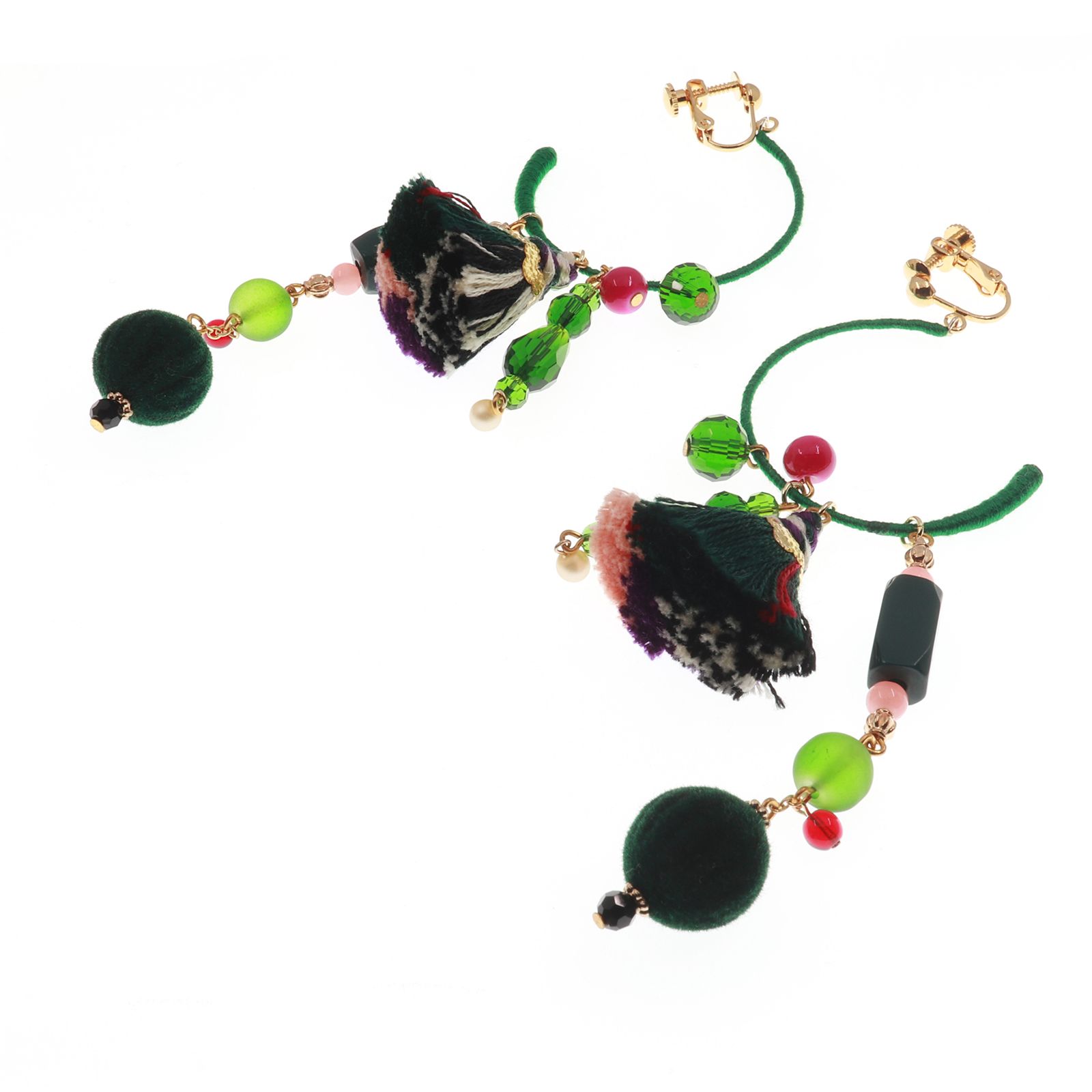 「Pamellah フープ」イヤリング グリーン【collection de couleurs de sachikoism】