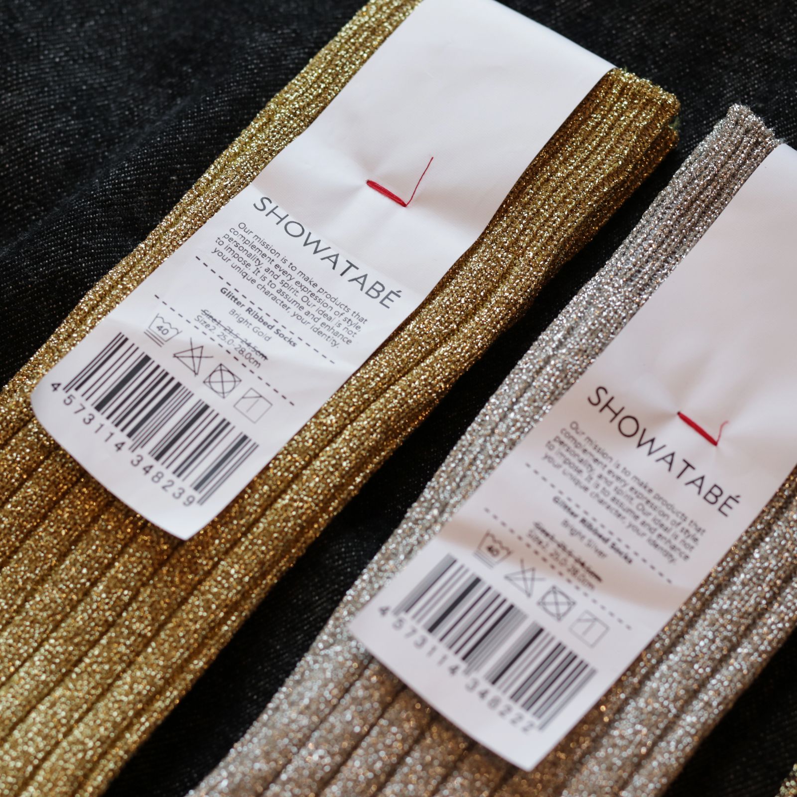 Glitter Ribbed Socks アンティークゴールド 靴下