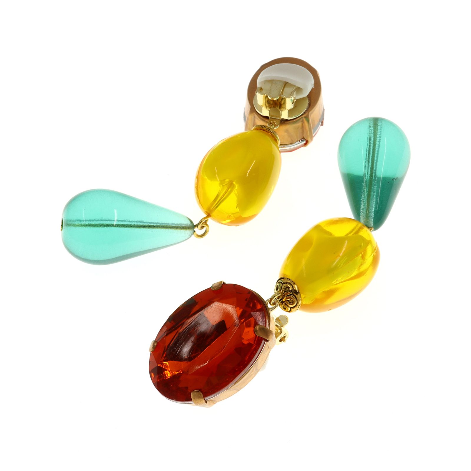 「カラフルドロップス」イヤリング グリーン×イエロー×オレンジ