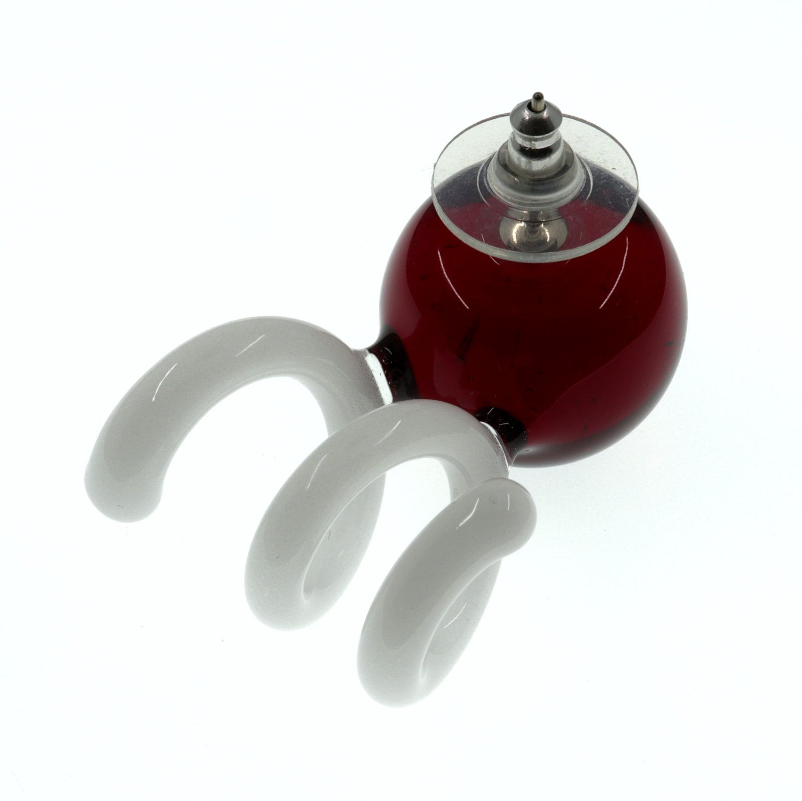 「New Spiral Glass」ピアス(片耳) レッド×ホワイト