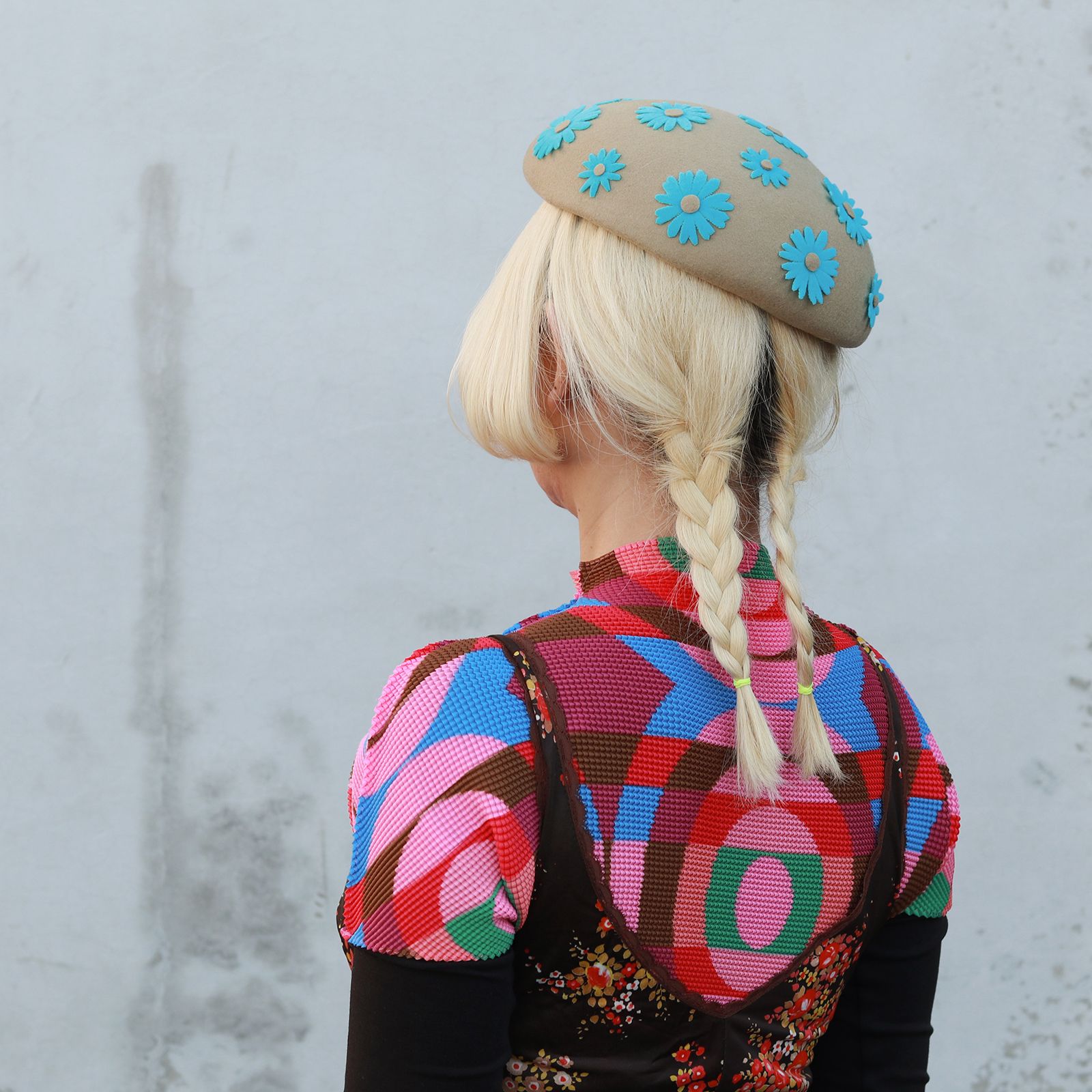 【送料無料対象外】アシンメトリープチトーク ベージュ×ターコイズブルー