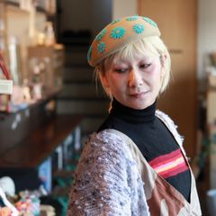 【送料無料対象外】アシンメトリープチトーク ベージュ×ターコイズブルー