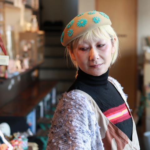 【送料無料対象外】アシンメトリープチトーク ベージュ×ターコイズブルー