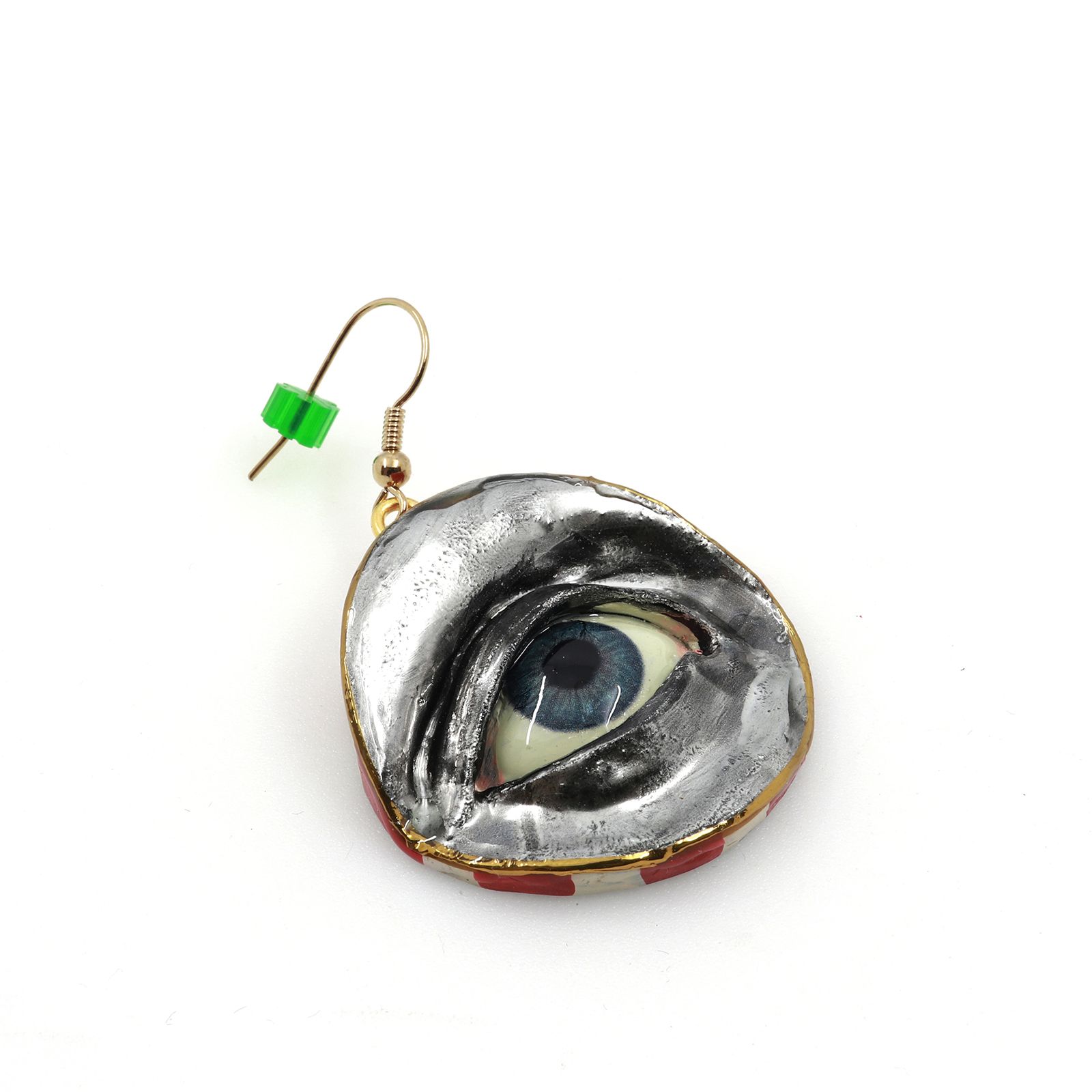 「目」ピアス（片耳） レッド×シルバーD