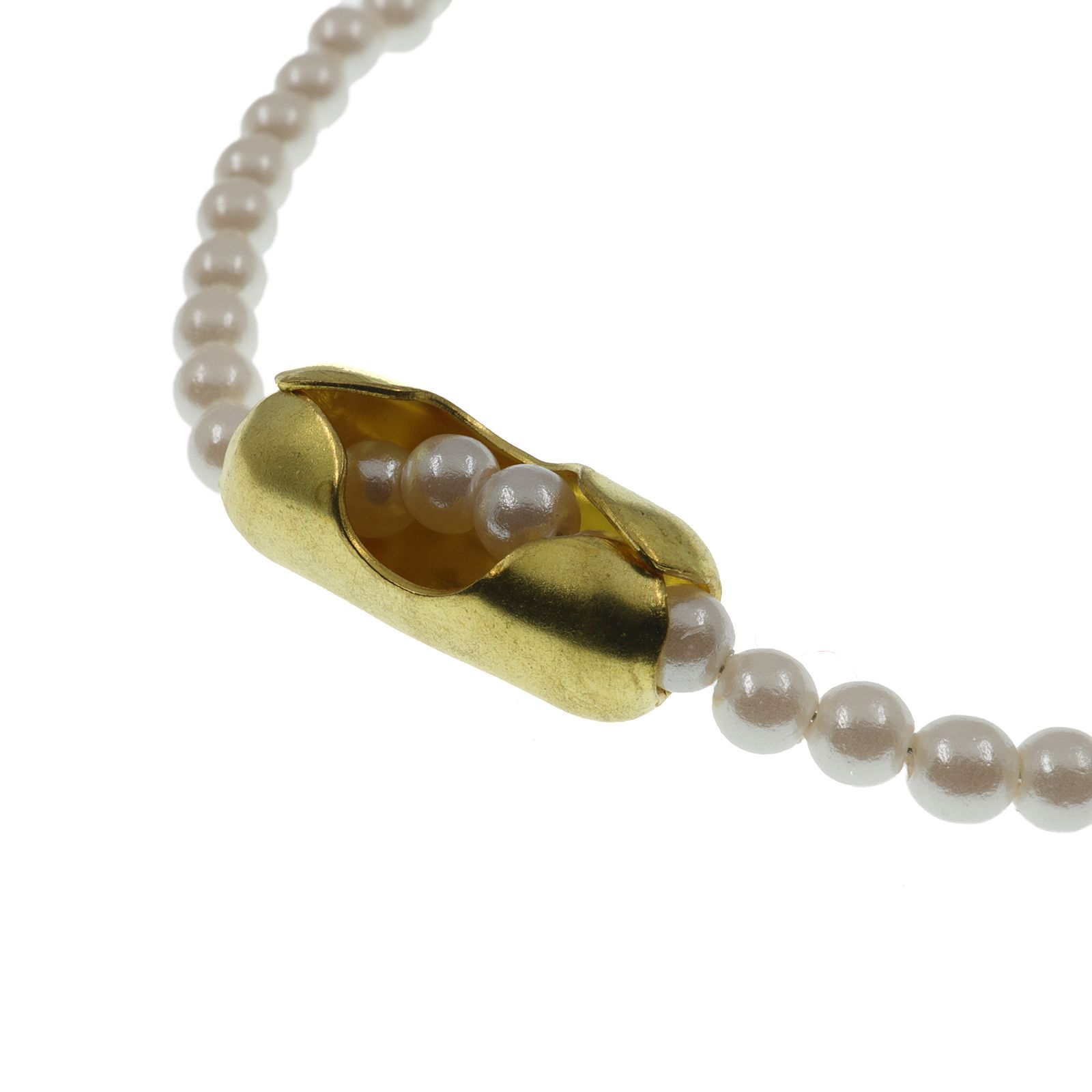 「pearl ball chain necklace」ゴールド ネックレス