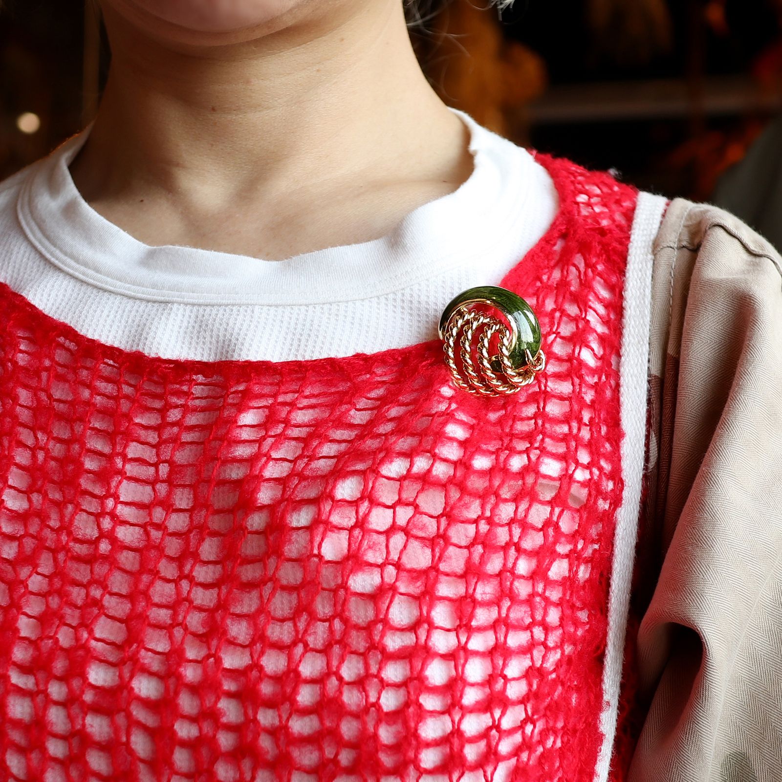 「エメラルドスパイラル」ブローチ フランス ORENA Paris