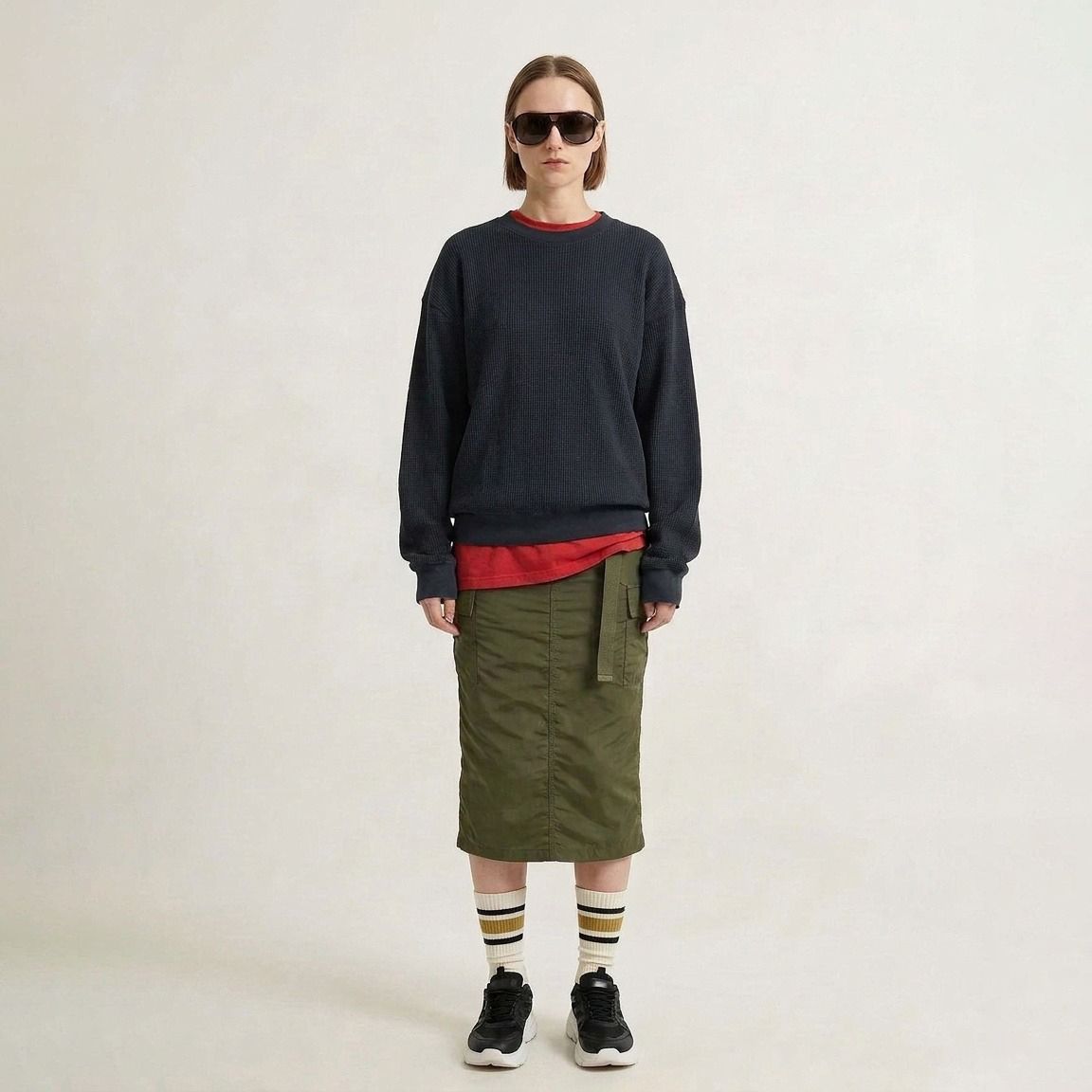 Acrylic Wool Thermal Shirt ネイビー