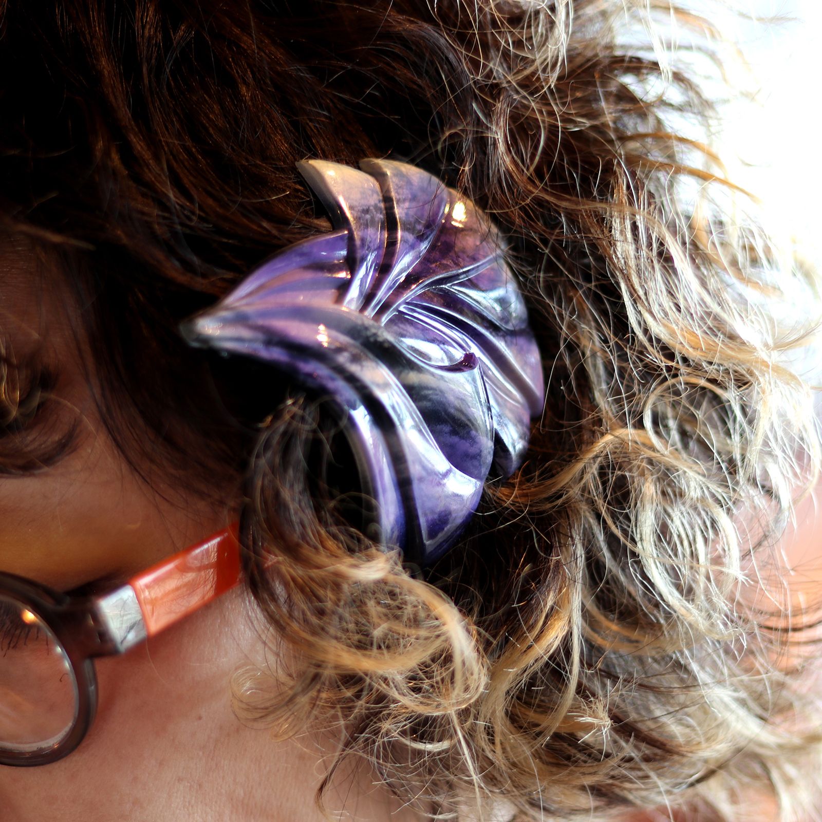 「60s バイオレットフラワー」ヘアクリップ フランス