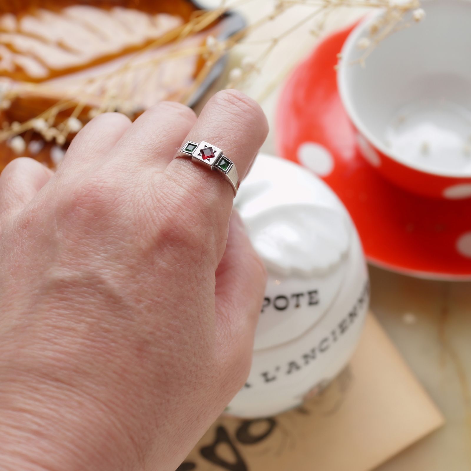 「バイカラースクエア」リング silver925 ヨーロッパ