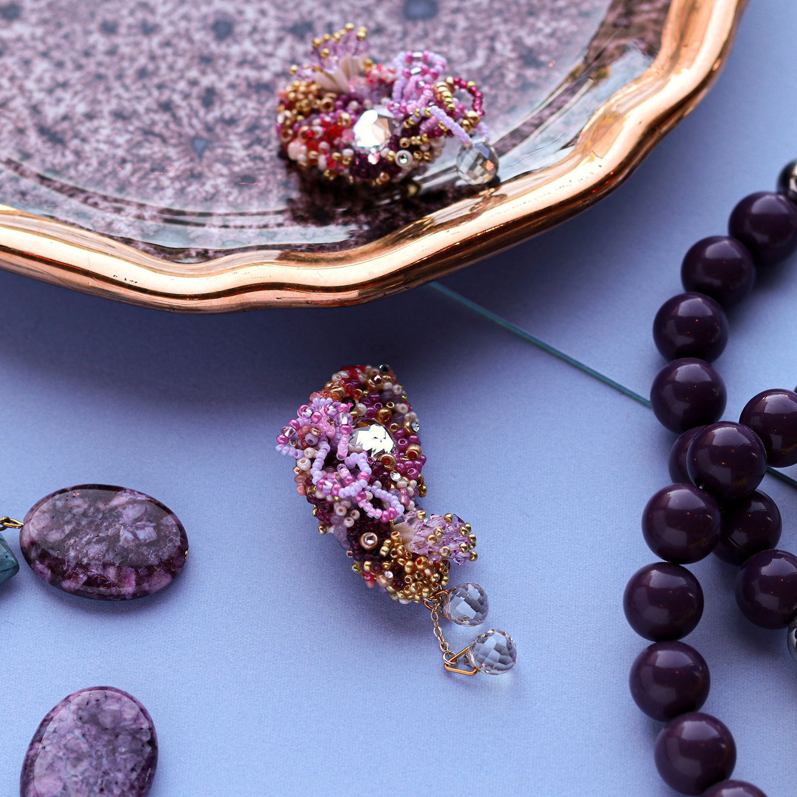 「tresor」イヤリング パープル【collection de couleurs de sachikoism】