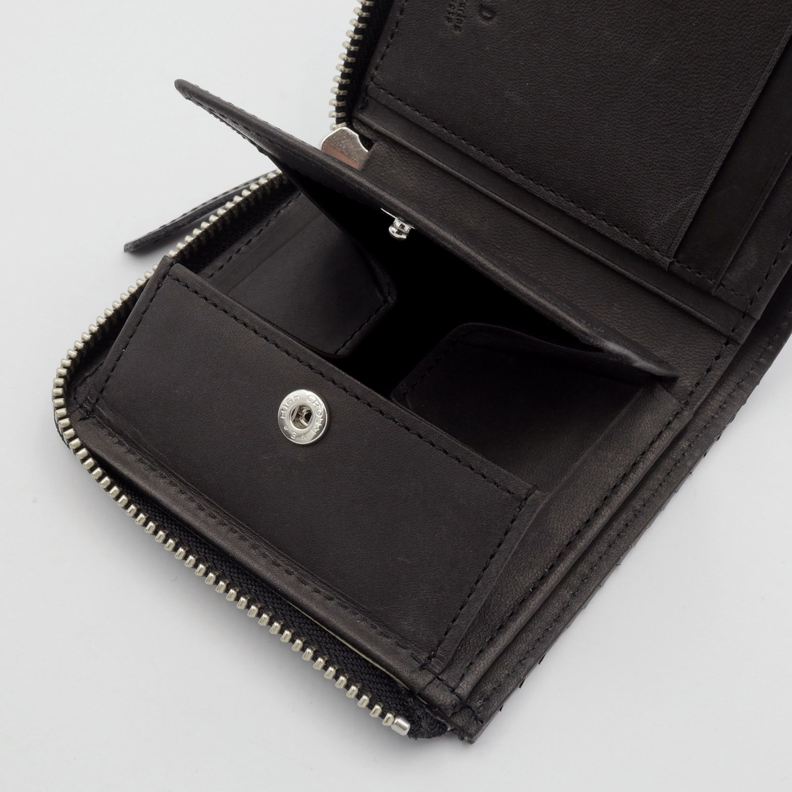 HEBI」Lファスナーコンパクト財布 ブラック