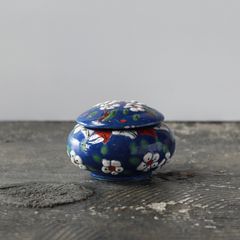 花柄のブルーポット 小物入れ フランス1950s-1960s