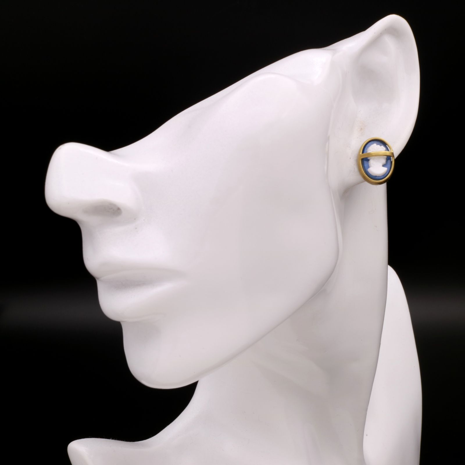 「Blinds cameo」ピアス(片耳)/シルバー×ネイビー