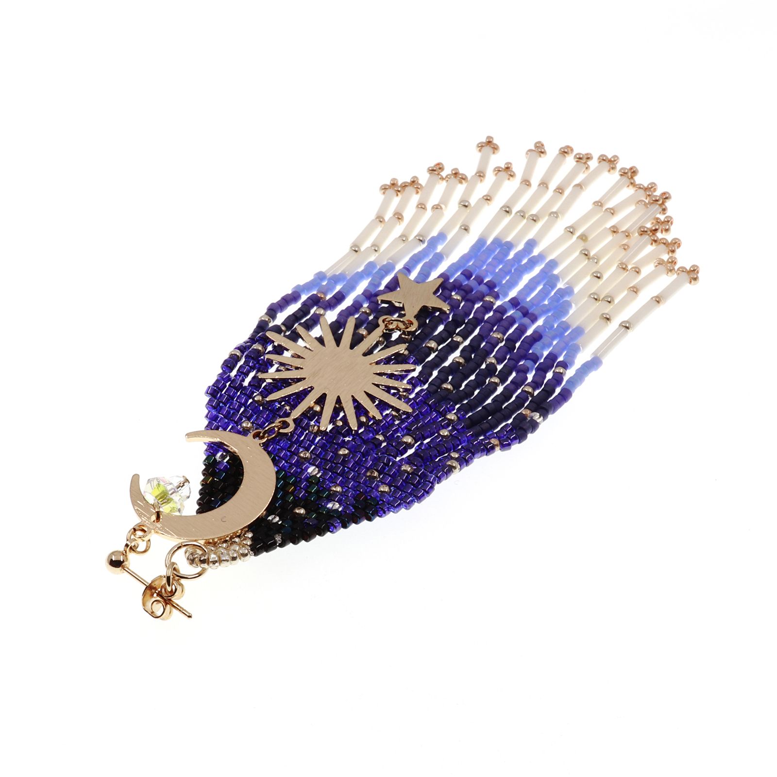 「ビーズ空」ピアス（片耳） ブルー【collection de couleurs de sachikoism】