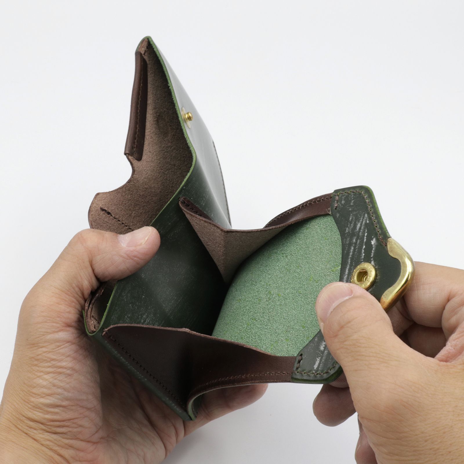 Cramp 池之端銀革店 ブライドルレザー グリーン　ギャルソンスリムウォレット 池之端銀革店 - 【Cramp】ギャルソンスリムウォレット UK