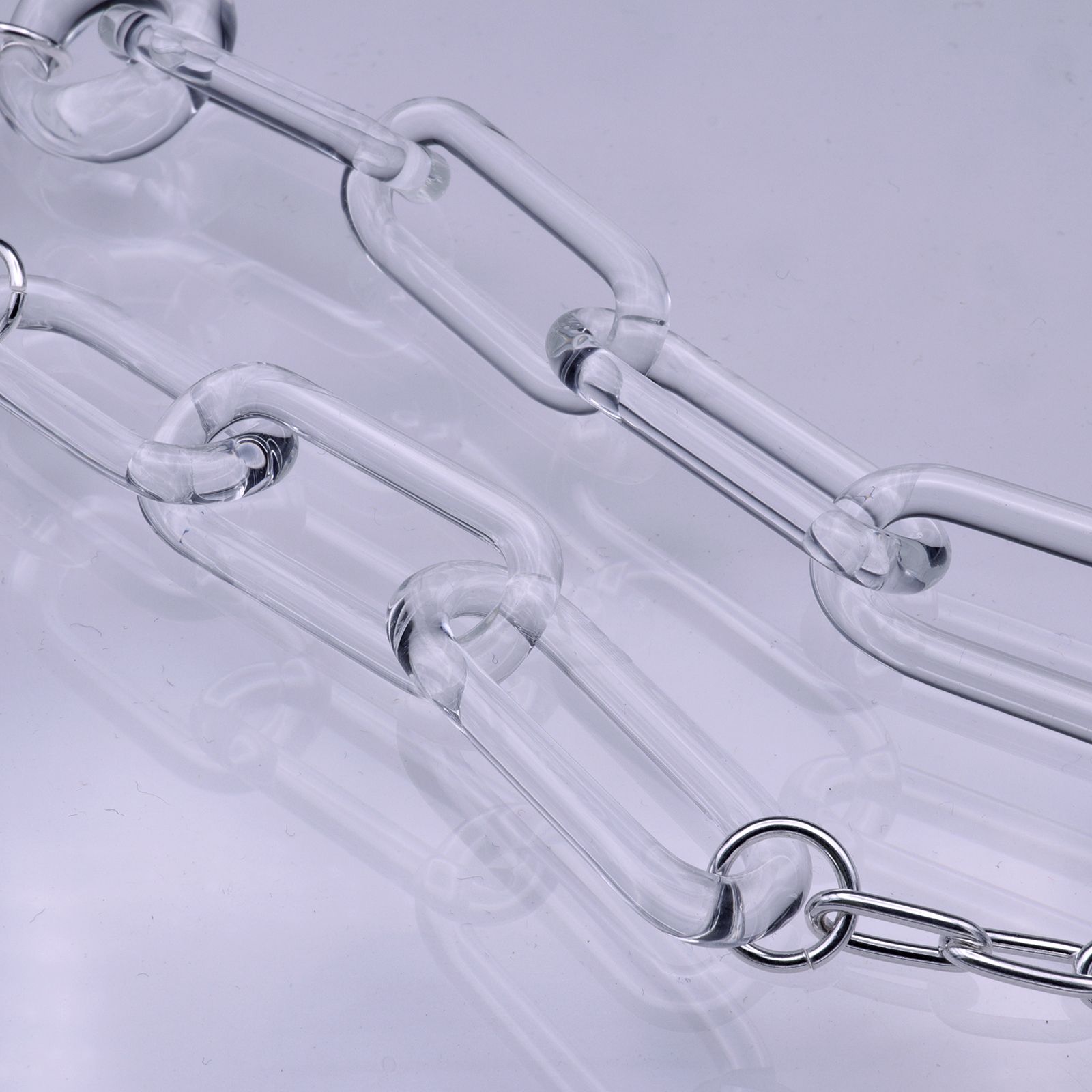 「Glass Chain & Silver Necklace」ネックレス クリア&シルバー