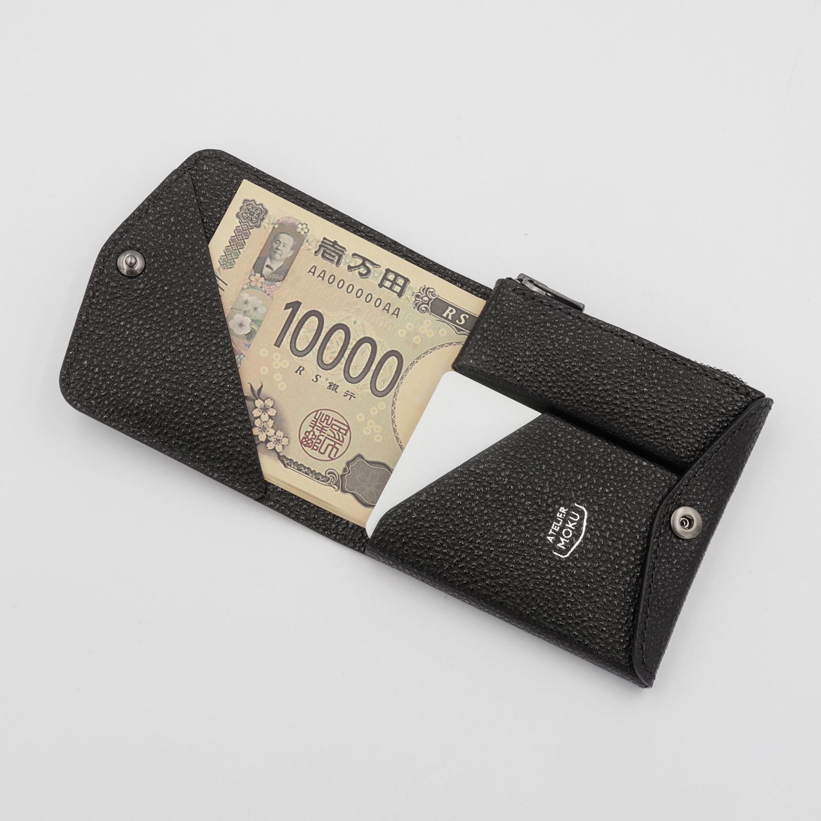 「小さく薄い財布SAKU ver.3 黒桟革」黒