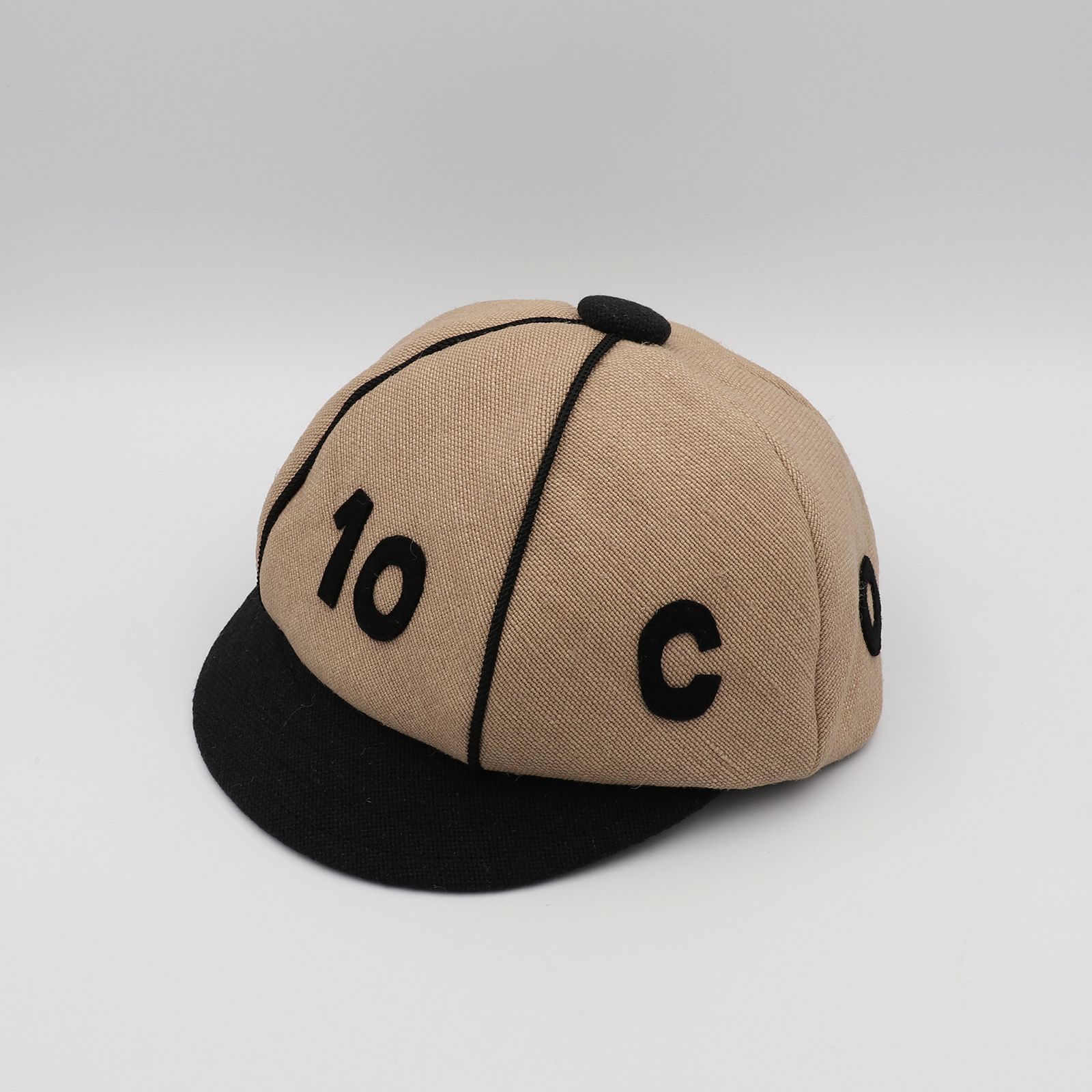 【送料無料対象外】アップリケキャップ ベージュ×ブラック