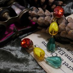 「カラフルドロップス」イヤリング グリーン×イエロー×オレンジ