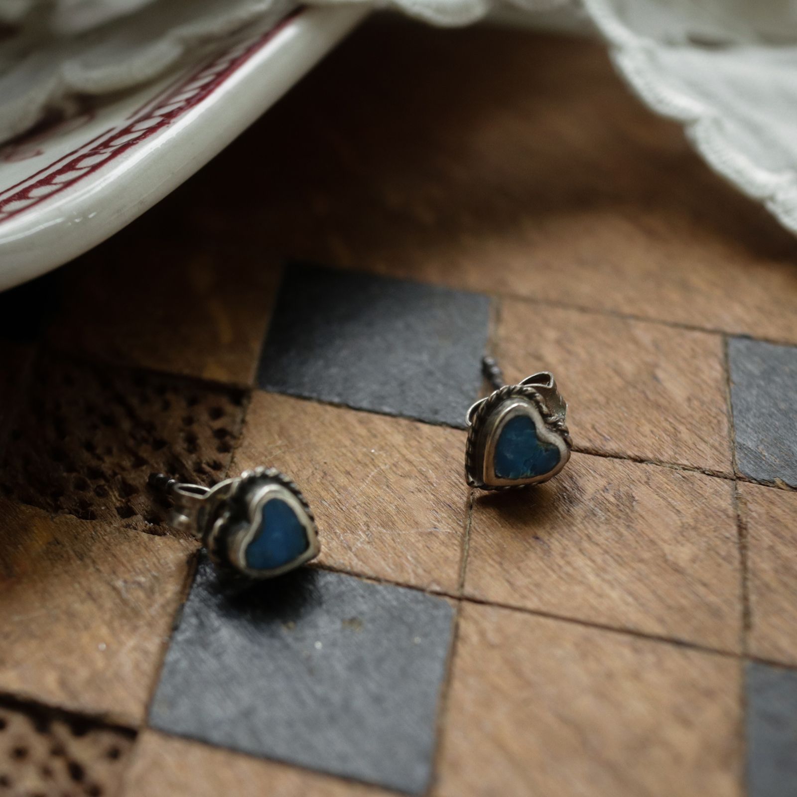 「ミニハートターコイズ」ピアス ヨーロッパ silver925