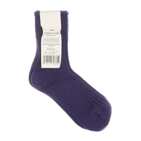 Organic Ribbed Socks Short Length モーブ 靴下