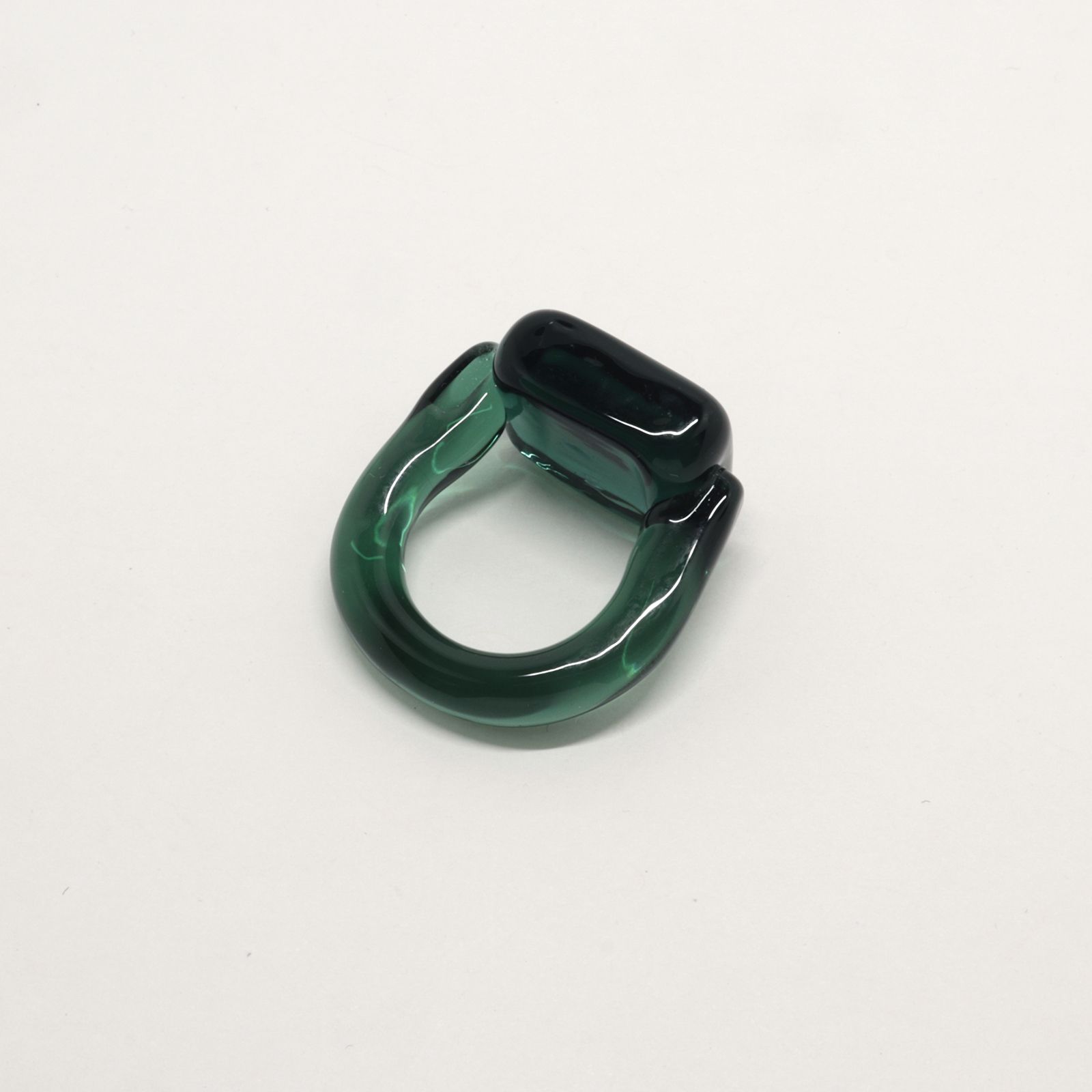 「Glass Square Ring」リング ティールグリーン