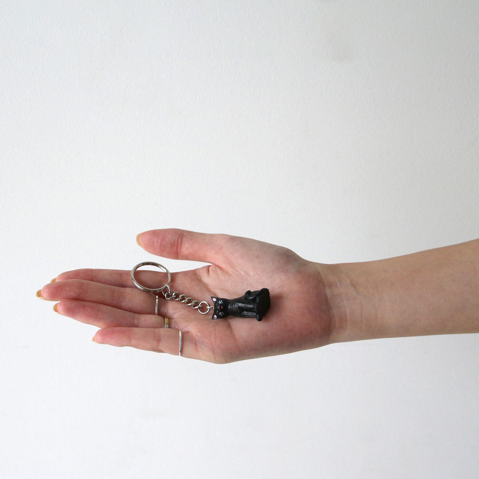 「ALFRED FISCHER KEY RING」sitting cat black ドイツ