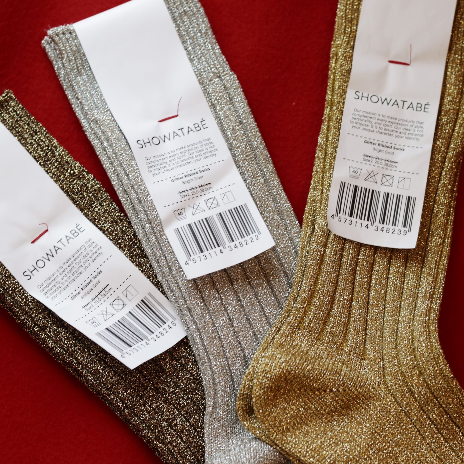 Glitter Ribbed Socks ブライトゴールド 靴下