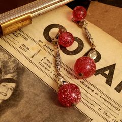 「グリッターピンキーボウル」イヤリング フランス