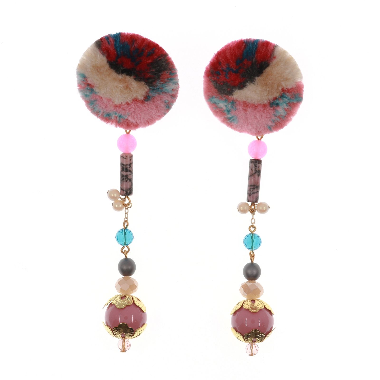 「TRIBO ビーズ」ピアス ピンク【collection de couleurs de sachikoism】
