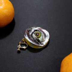 「目」イヤリング（片耳） イエロー×シルバーB