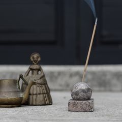 STONE INCENSE HOLDER Travertine Gray