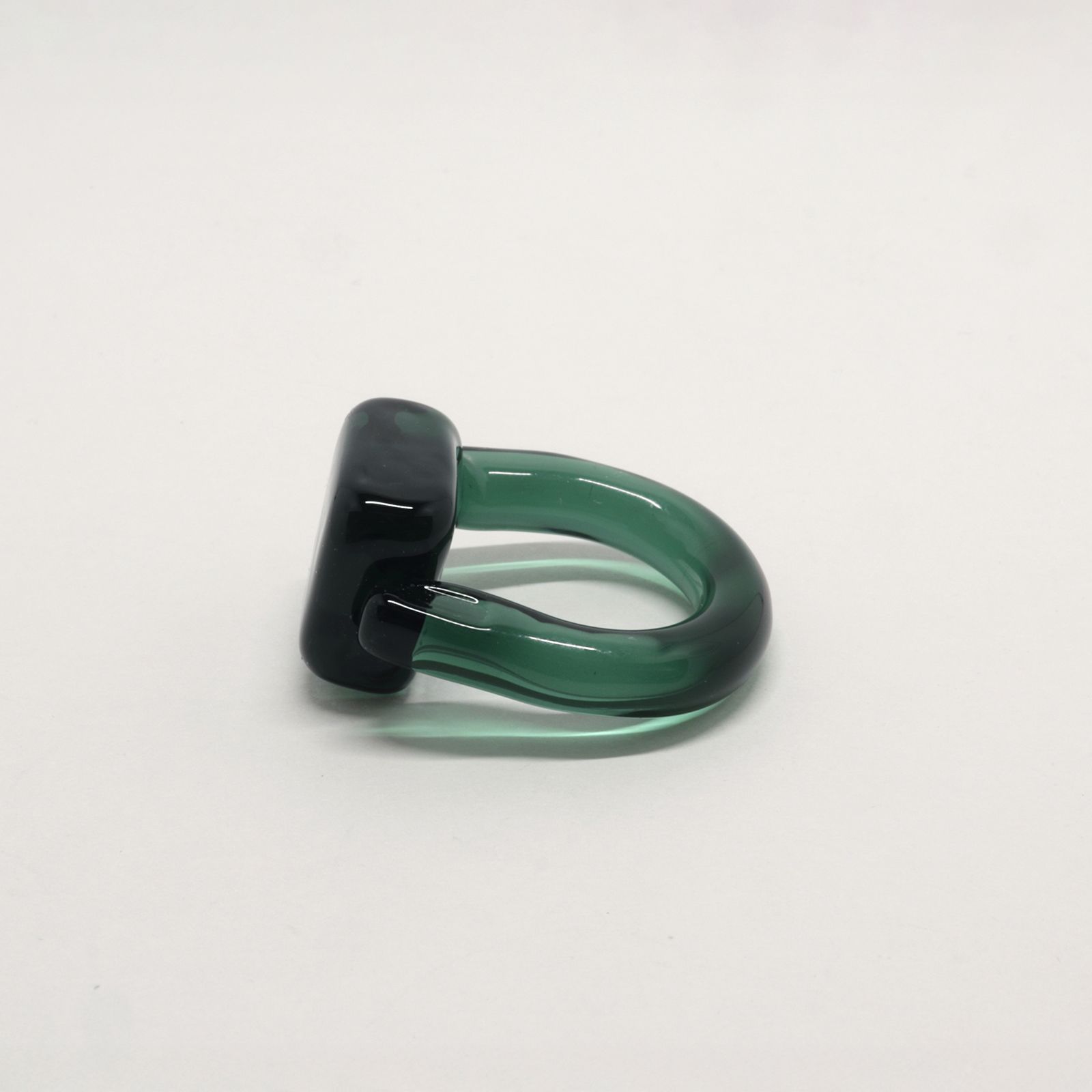 「Glass Square Ring」リング ティールグリーン