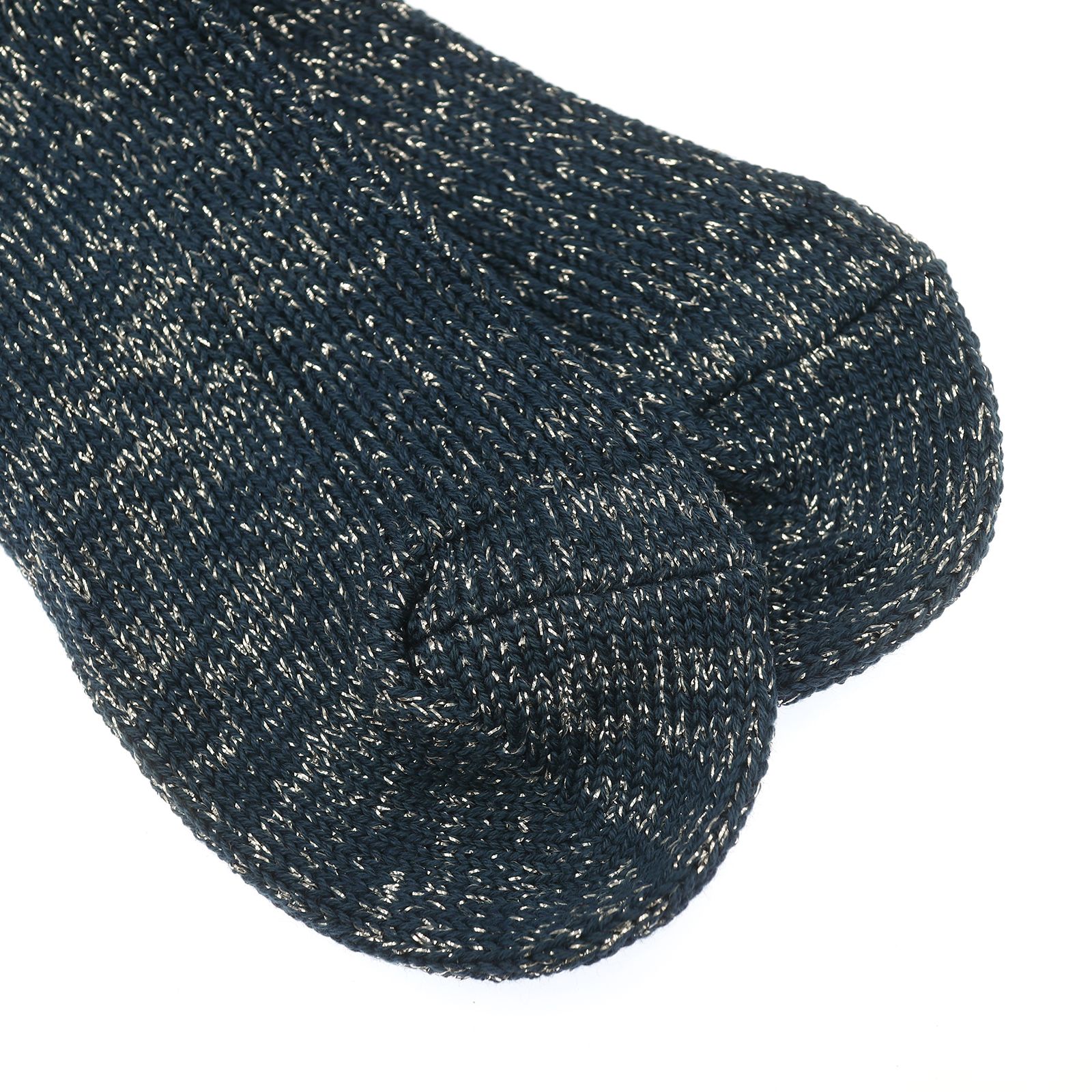 Heavyweight Glitter Ribbed Socks ブルー×シルバー 靴下