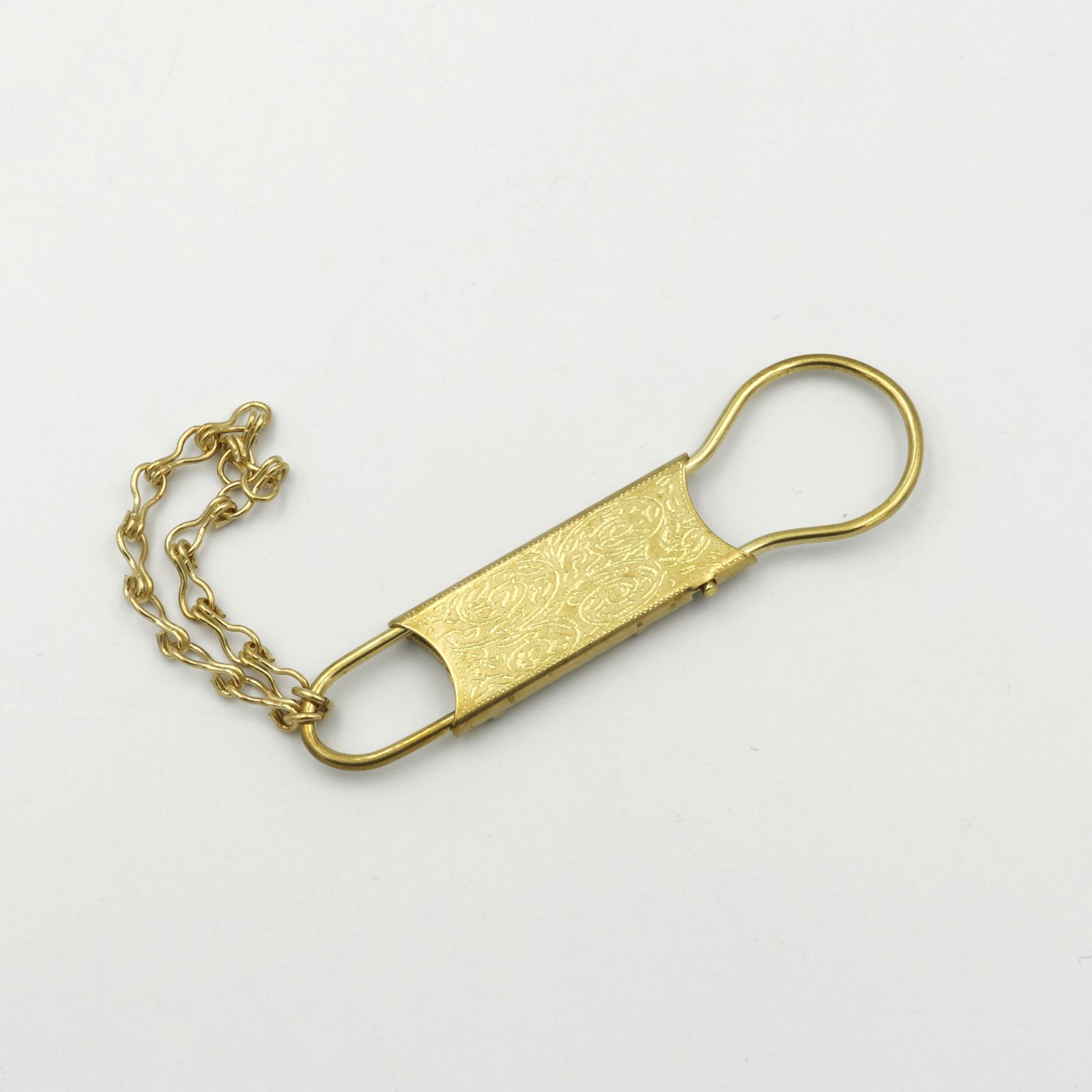 「gordon Pattern with Chain」キーリング ブラス