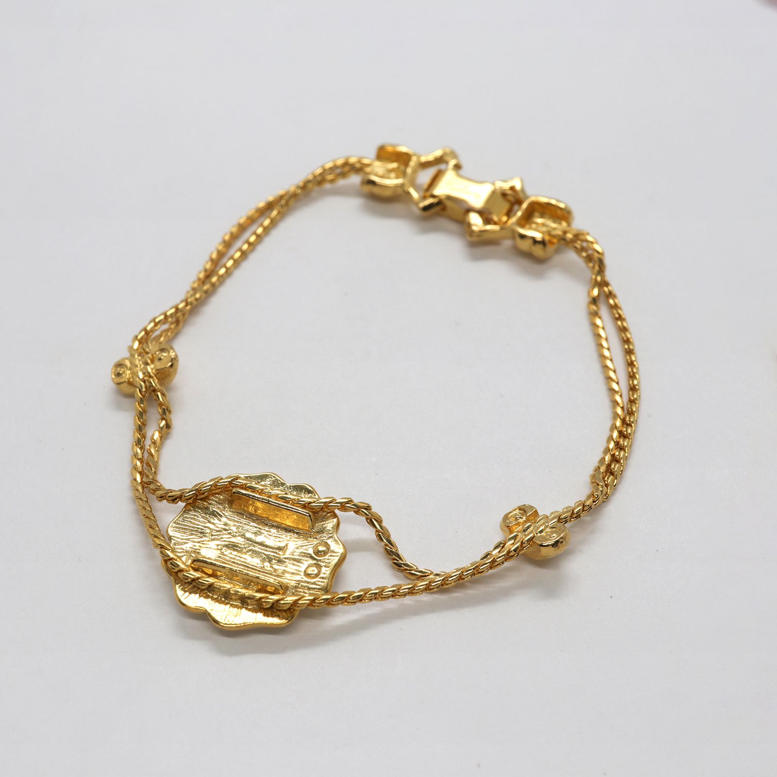 「エナメルフローラル white」ブレスレット ヨーロッパ Goldette デッドストック