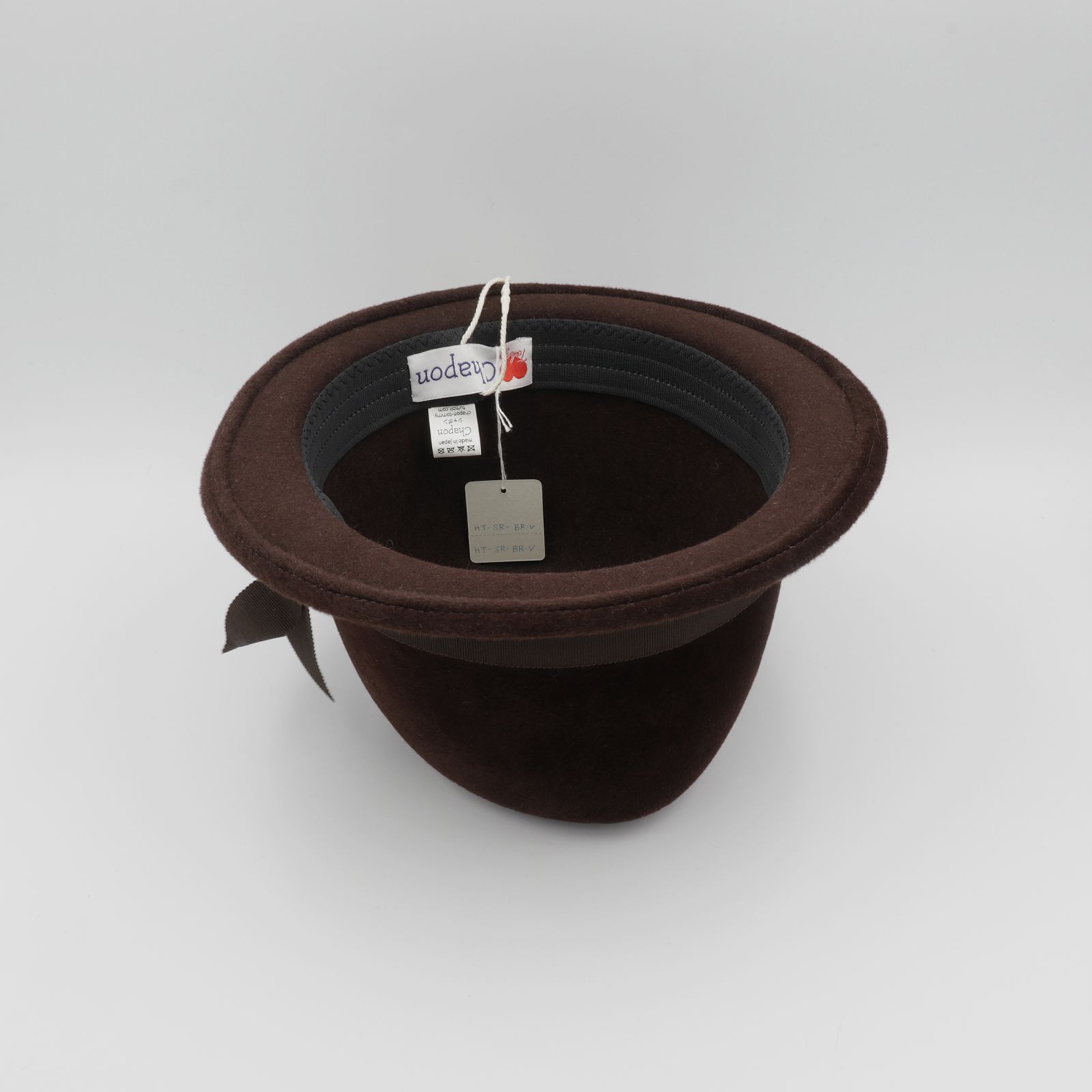 【送料無料対象外】サイドリボンハット ブラウン ベロア