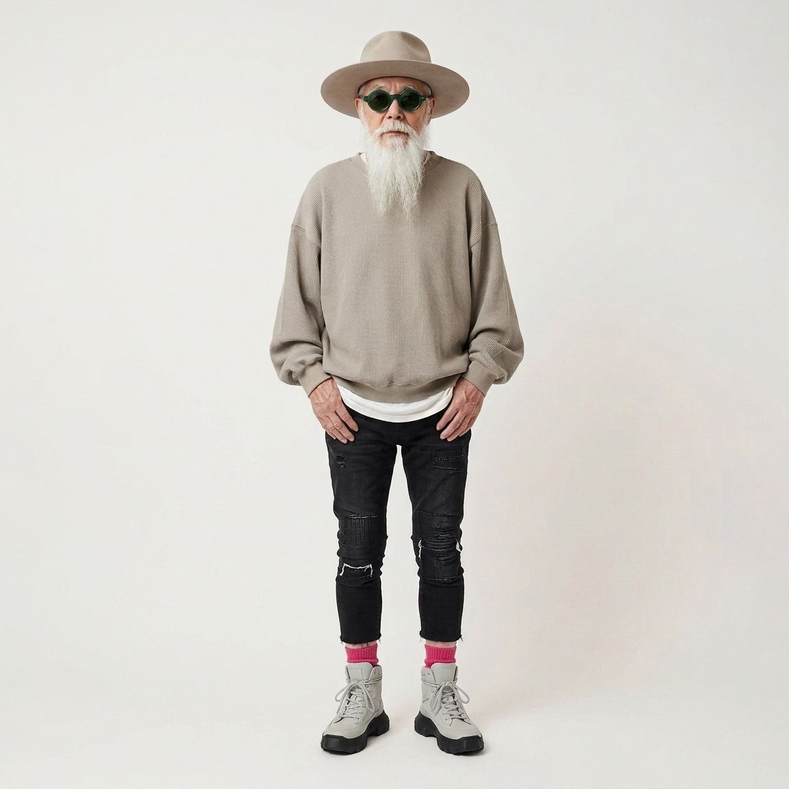 Acrylic Wool Thermal Shirt グレージュ