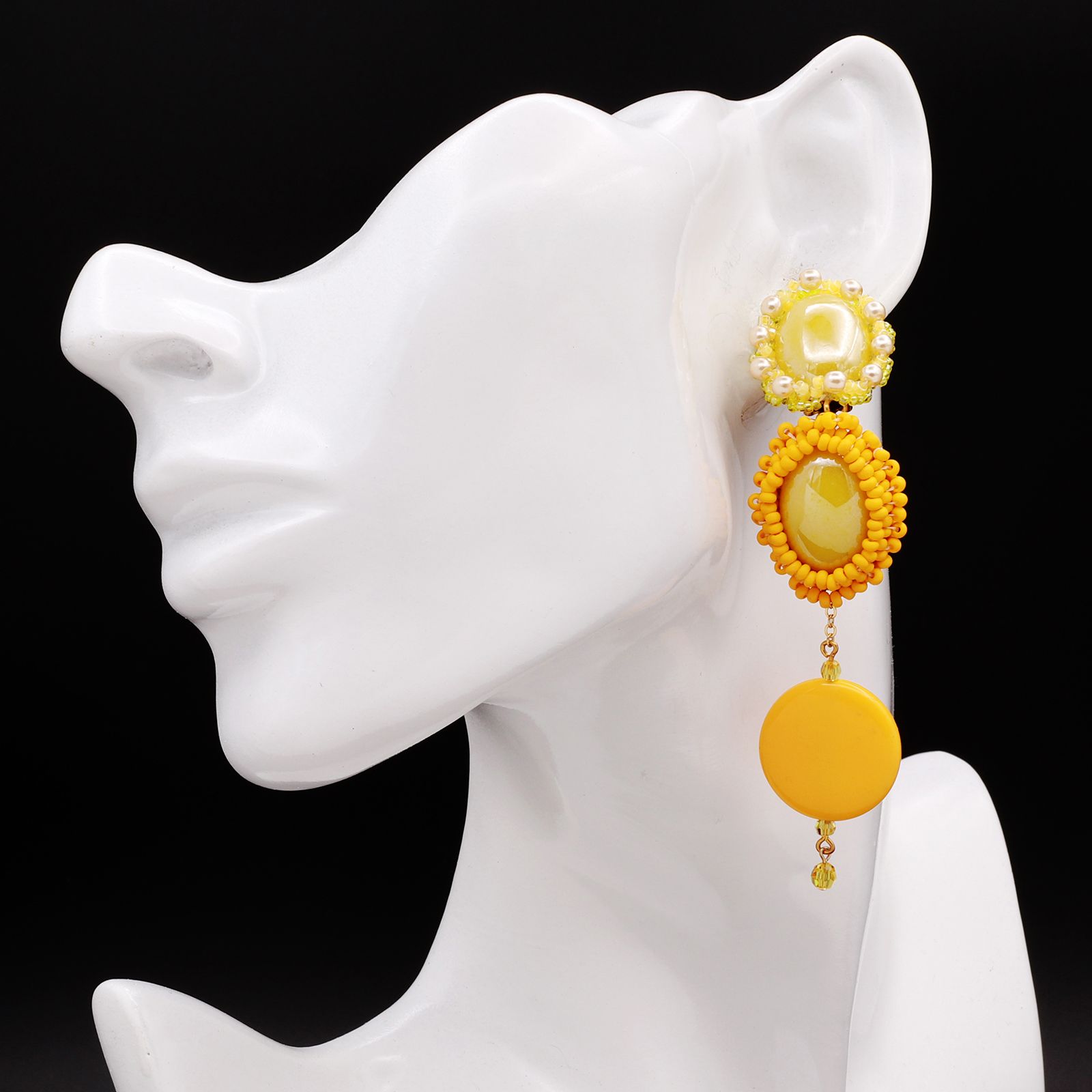 「Oval」イヤリング イエロー【collection de couleurs de sachikoism】