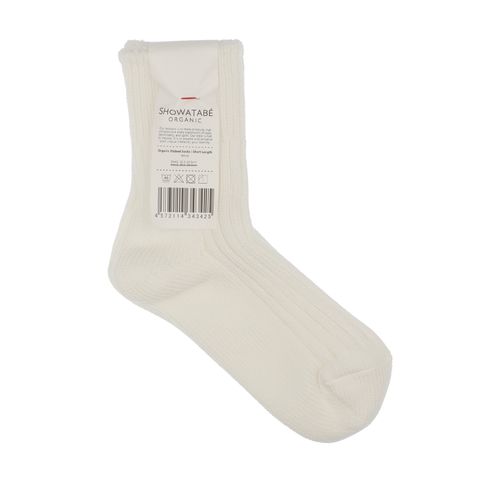 Organic Ribbed Socks Short Length ホワイト 靴下