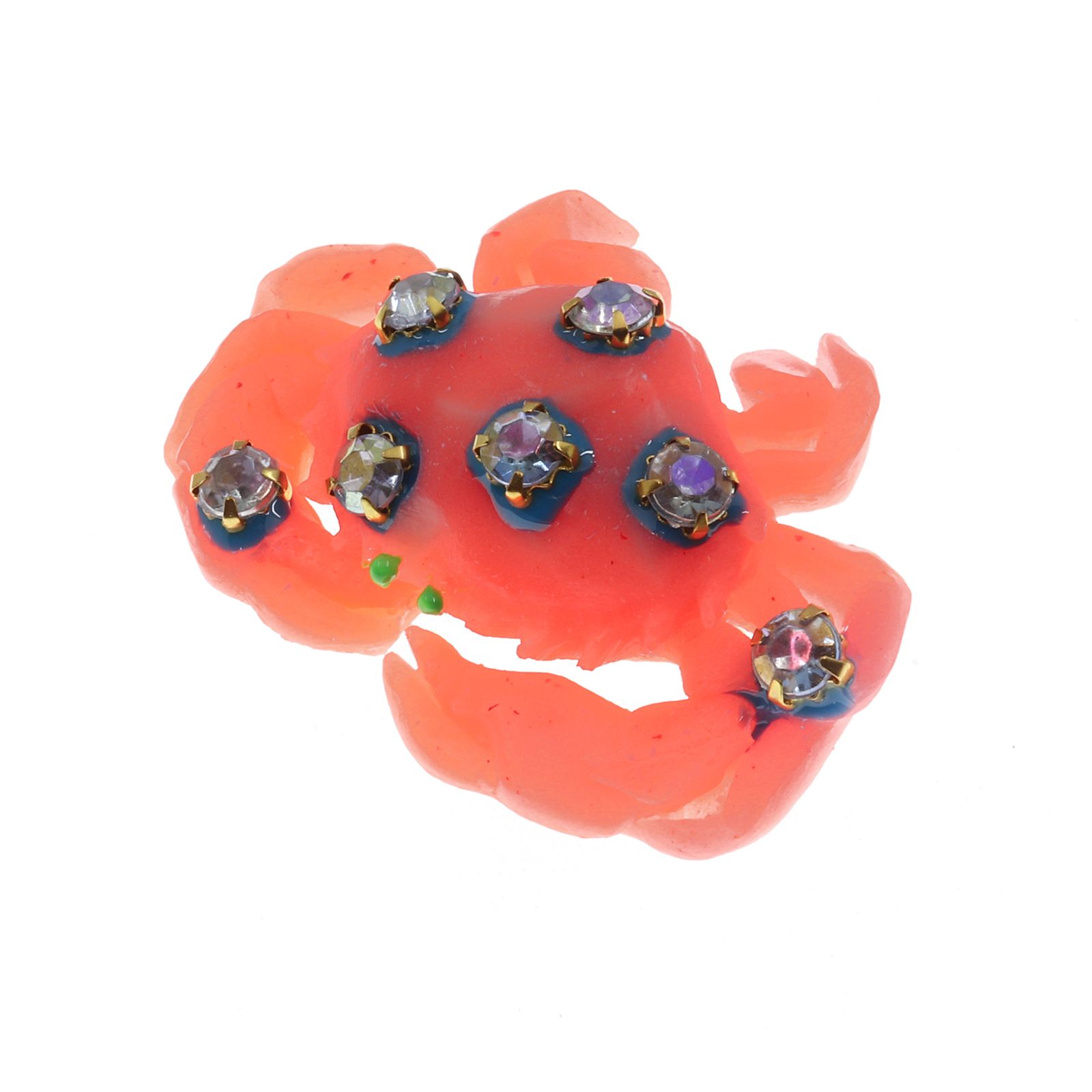 「カニ7ラインストーン」ブローチ