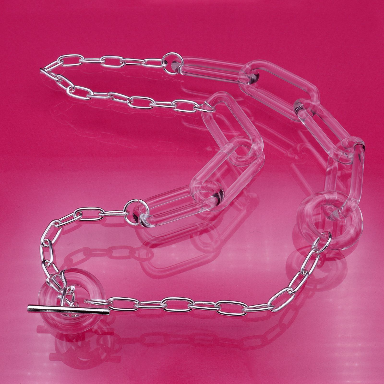 「Glass Chain & Silver Necklace」ネックレス クリア&シルバー