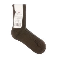 Organic Ribbed Socks Short Length ダークブラウン 靴下