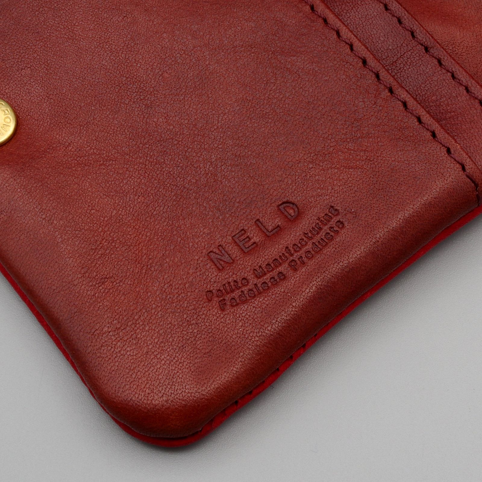 「PUEBRO-F」袋縫いミドル財布 レッド