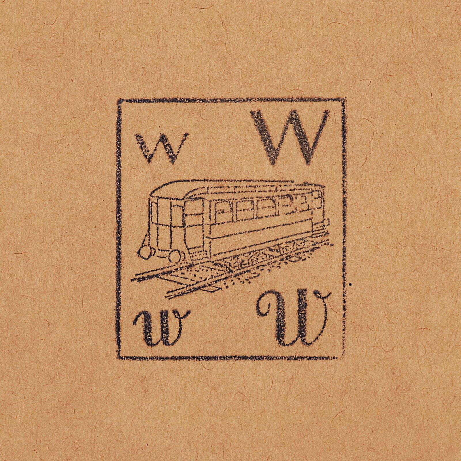 「アルファベットW鉄道車両ワゴン」 ヴィンテージスタンプ フランス40s