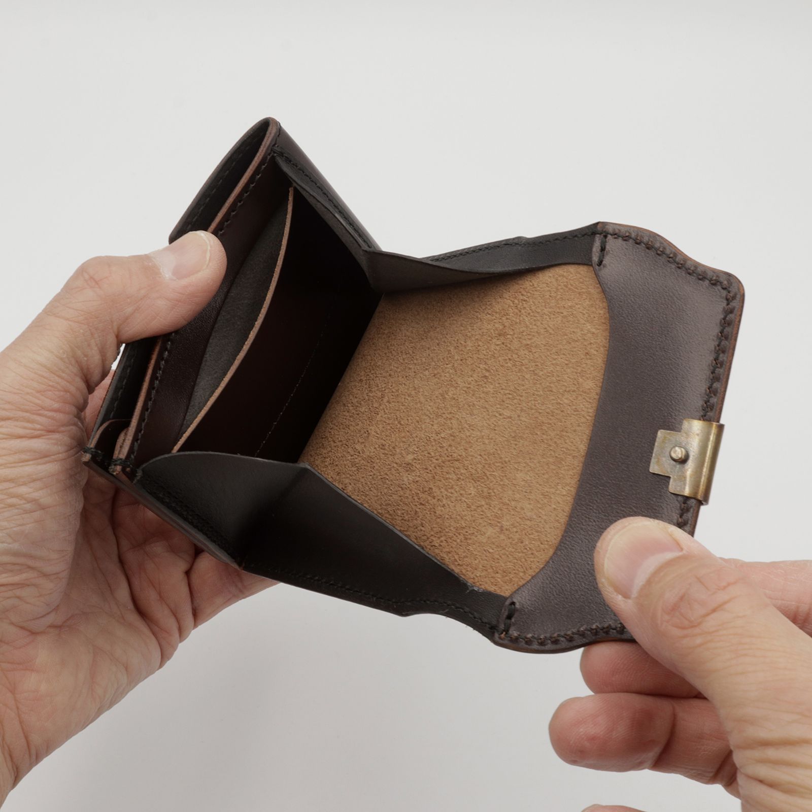 【Dual】ギャルソンコンパクトウォレット サドルプルアップ  チョコ