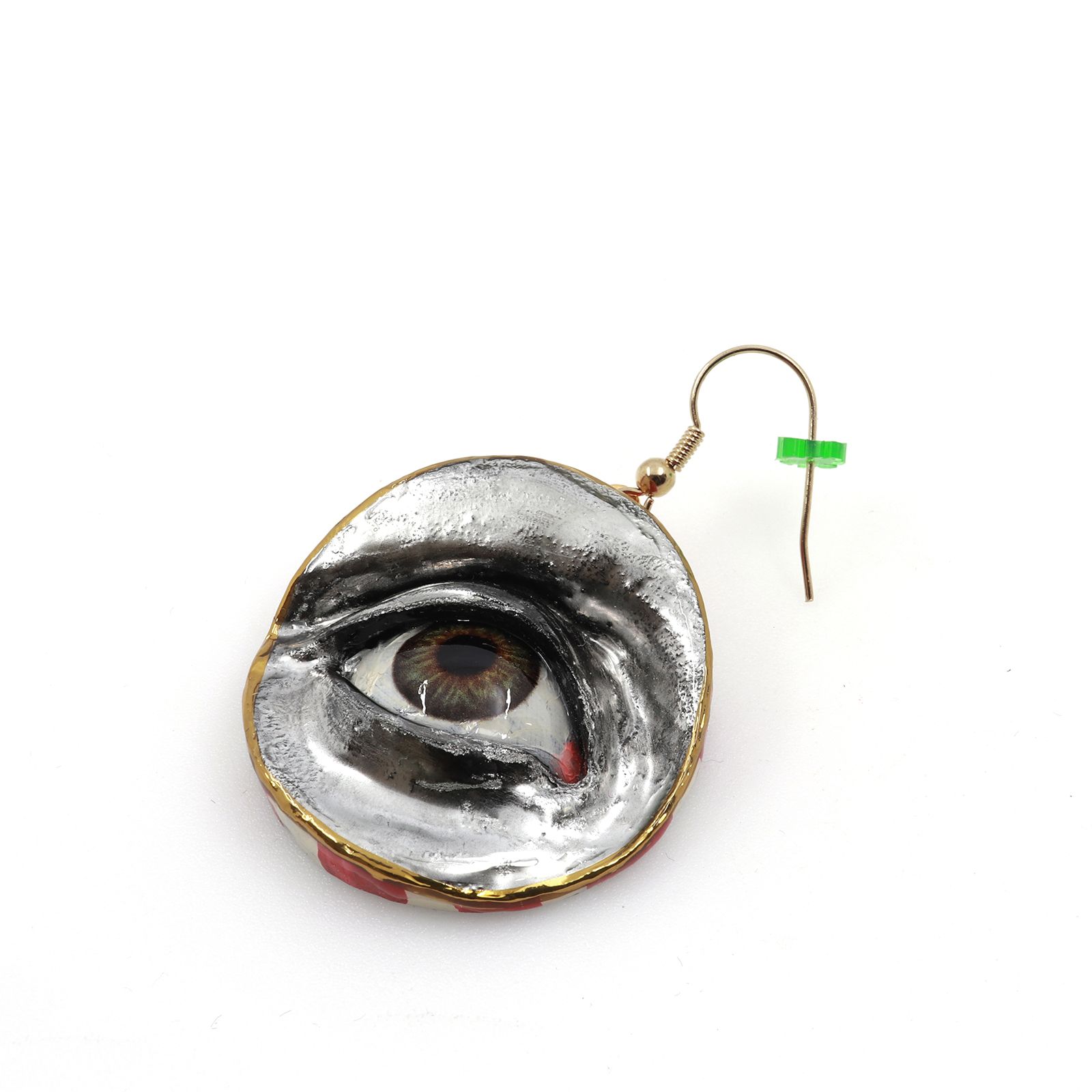 「目」ピアス（片耳） レッド×シルバーC