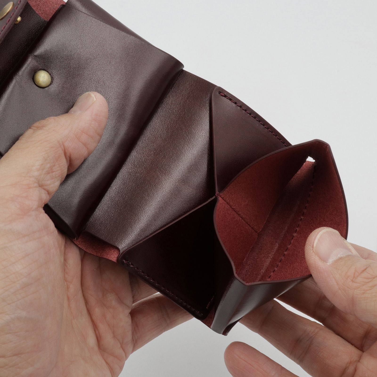 「三つ折りミニ財布PALUMO Rugato」wine