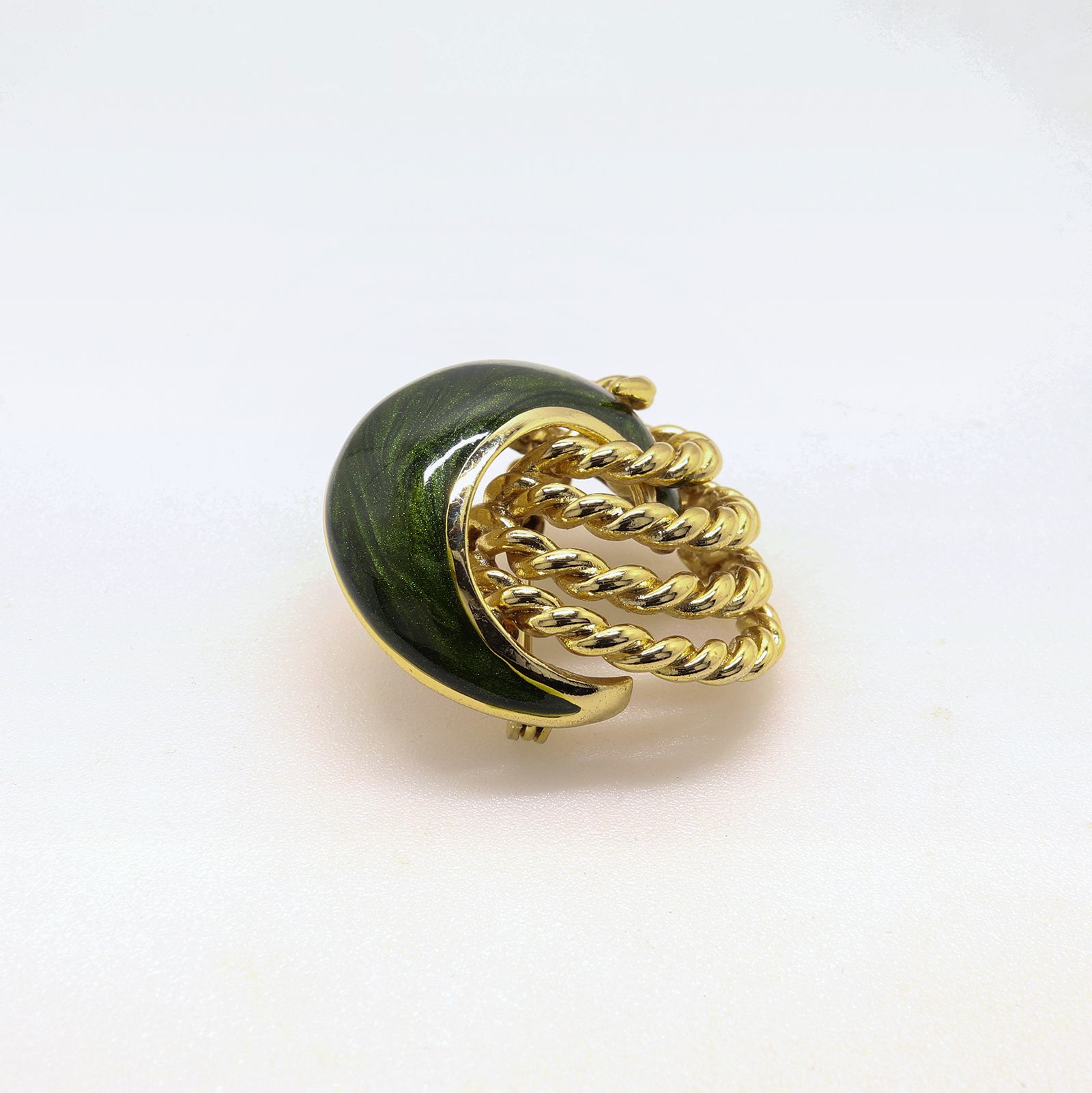 「エメラルドスパイラル」ブローチ フランス ORENA Paris