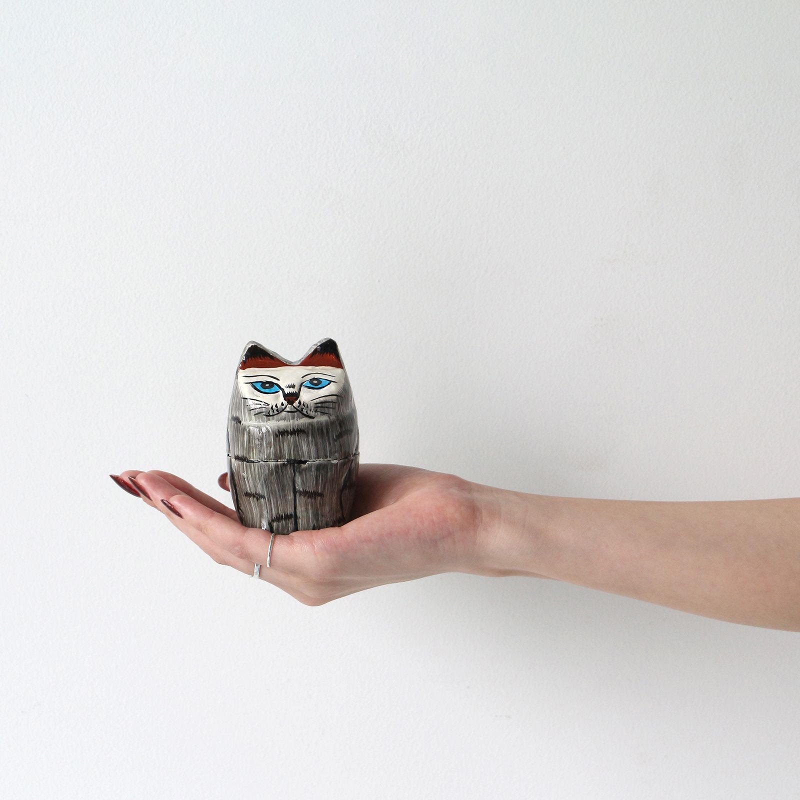 「PAPIER MACHE STANDING CAT」GRAY